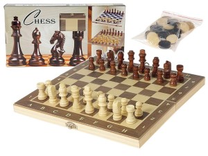 Gra szachy warcaby  tryktrak 3w1 drewniane  - SZA8 