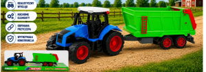 Traktor z maszyną rozrzutnik niebieski - TRA133