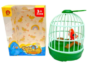 Ptak papuga w klatce  na baterie  - PTA13  