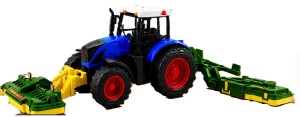 Traktor z maszyną koszenia niebieski - TRA82